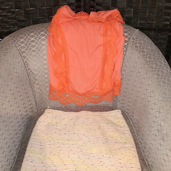 J. Crew Dresses & Skirts - J. CREW Business skirt (00) and sleeveless orange shirt (small)